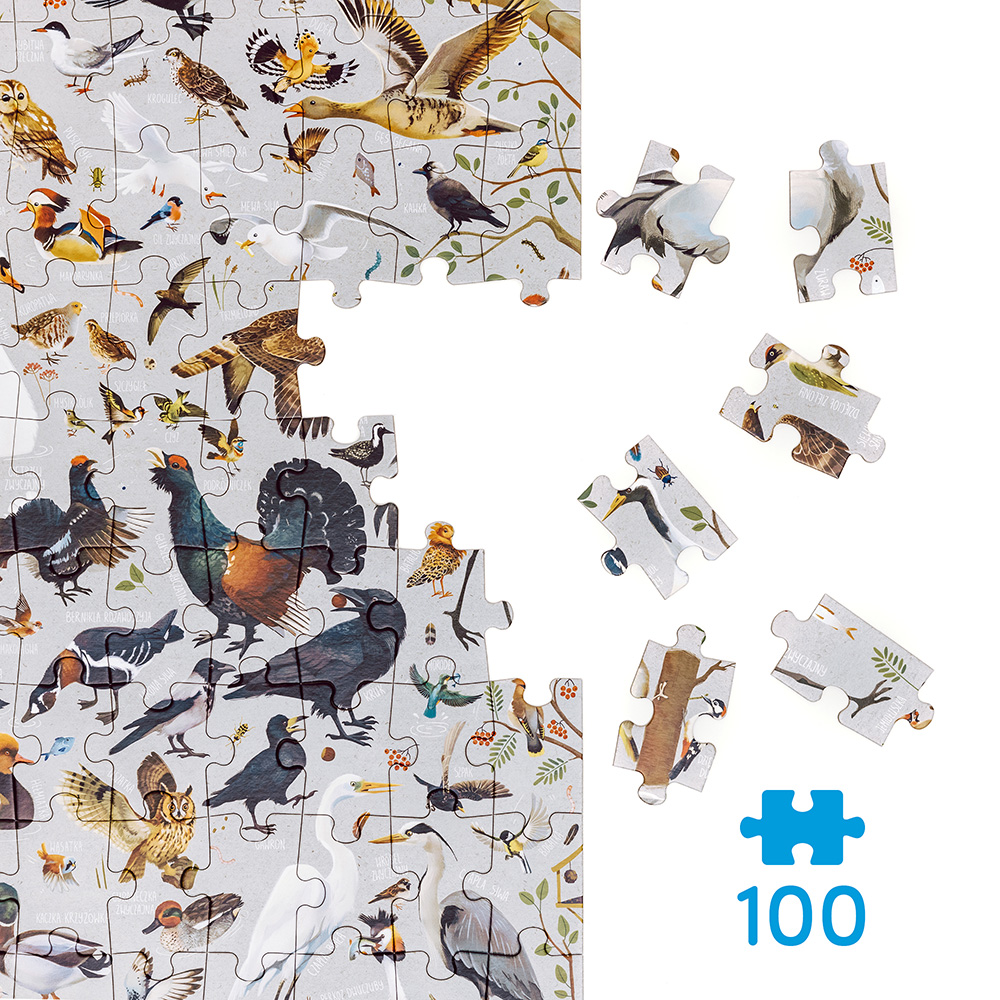 Puzzle 100 elementów rodzinne z ptakami