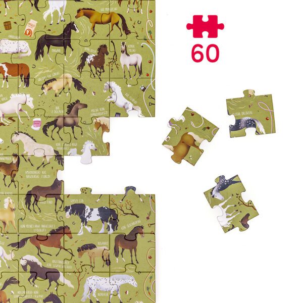 Puzzlove konie koniki rasy koni 60 elementów puzzle dla dzieci 4+ dla pasjonatow