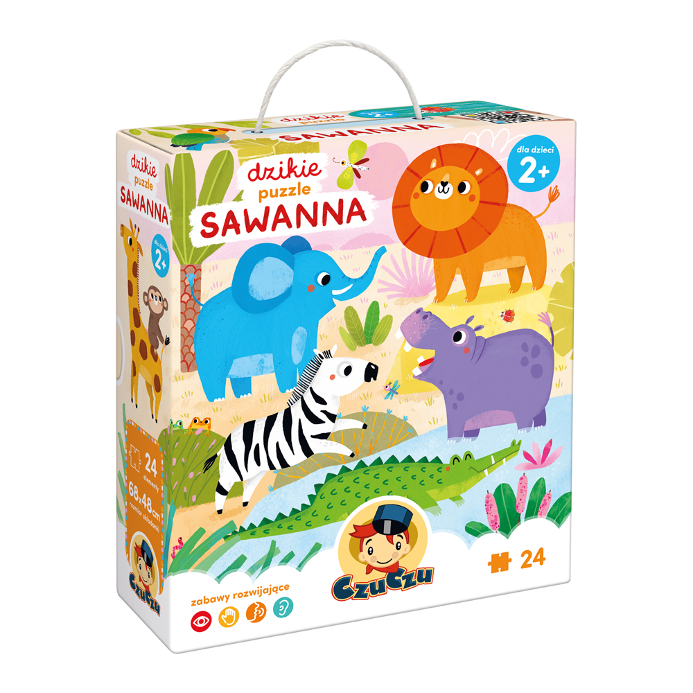box przod Dzikie puzzle Sawanna dla dzieci 2+