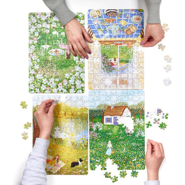Puzzlove Czas na kwiaty zestaw 4 ukladanek wiosna