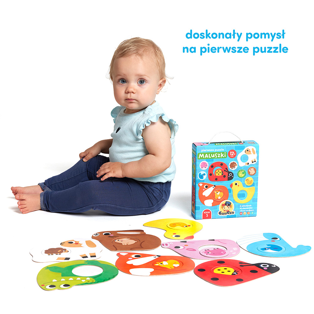 pierwsze puzzle z koleczkami Zwierzatka dla roczniaka