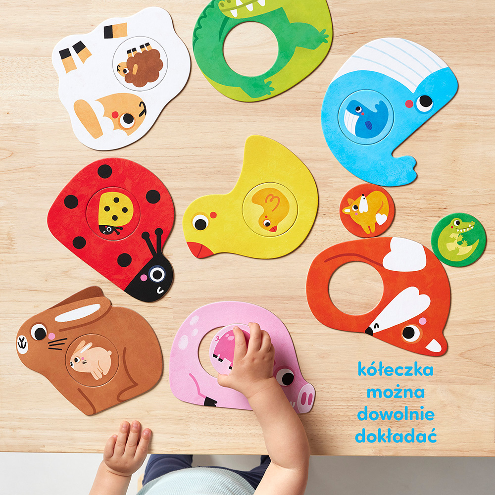 zestaw dwuelementowych ukladanek dla dziecka 1+