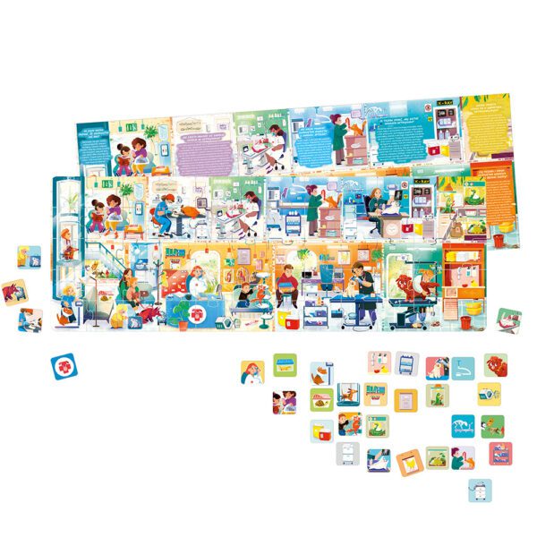 puzzle z weterynarzem, plakat i dokladane elementy