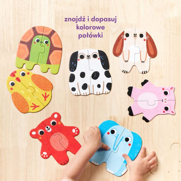 dwuelementowa ukladanka dla roczniaka ze zwierzatkami