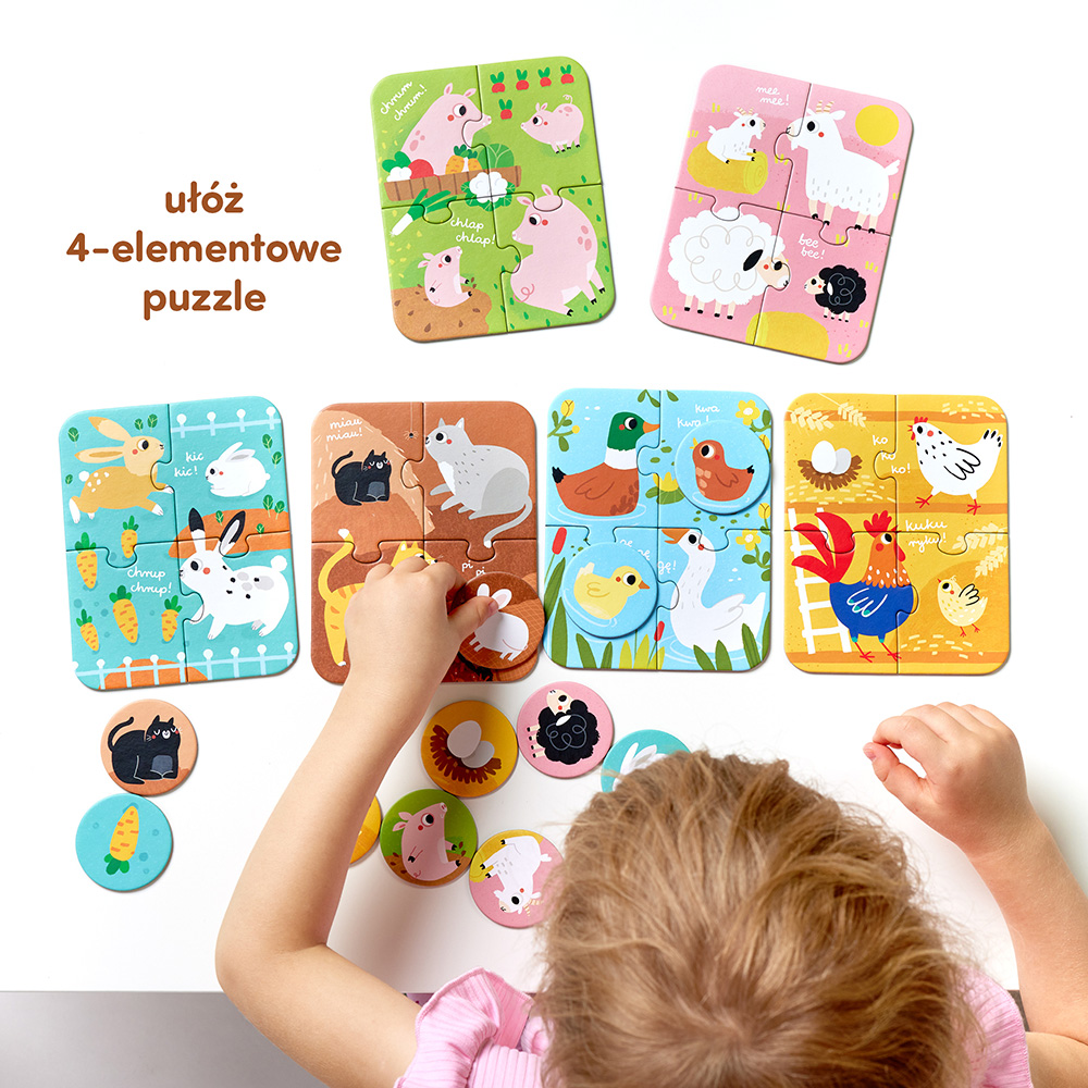 Puzzle dla dwulatka Zwierzęta małe i duże