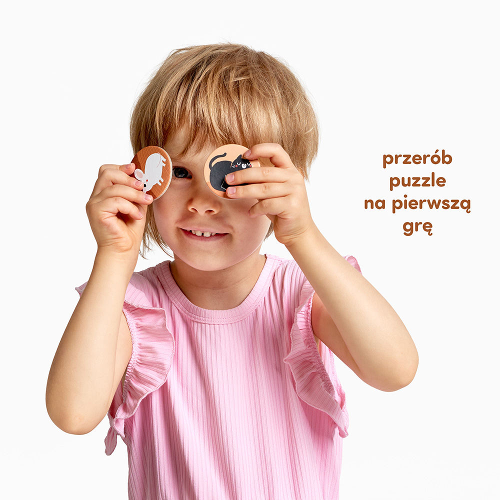 puzzle z dokladanymi zetonami Zwierzeta 2+