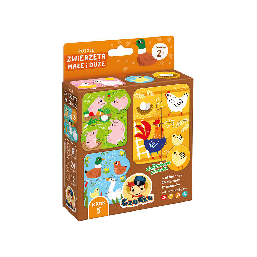 box przod Puzzle Zwierzeta male i duze 2+