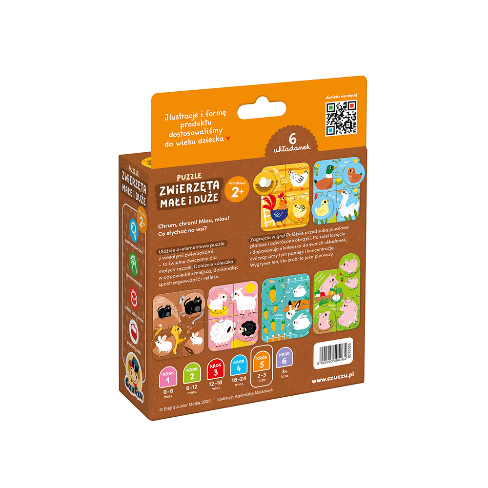 box tyl Puzzle Zwierzeta male i duze 2+