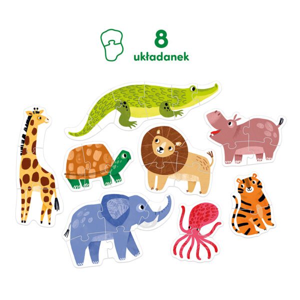 8 ukladanek z dzikimi zwierzatkami dla dwulatka