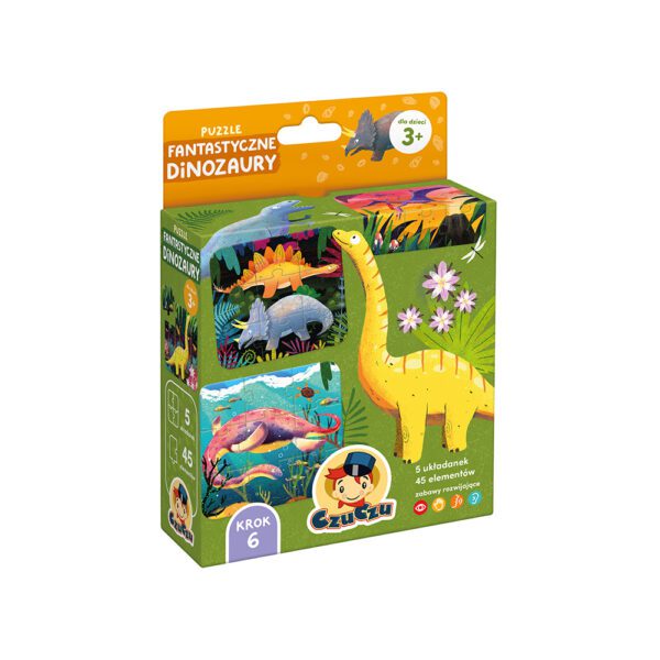 box przod Puzzle Fantastyczne dinozaury 3+