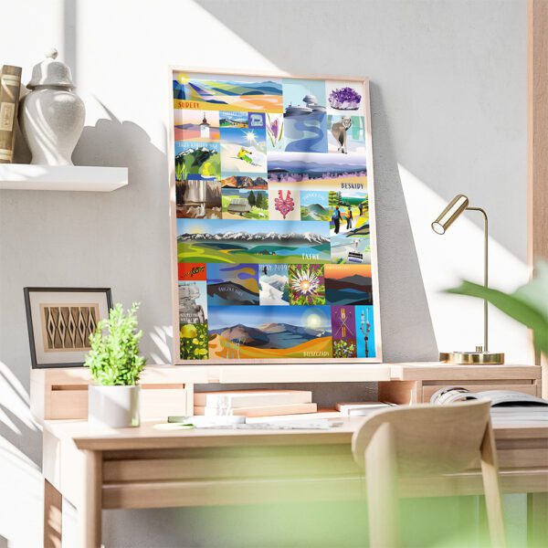 plakat z górami na prezent do dekoracji