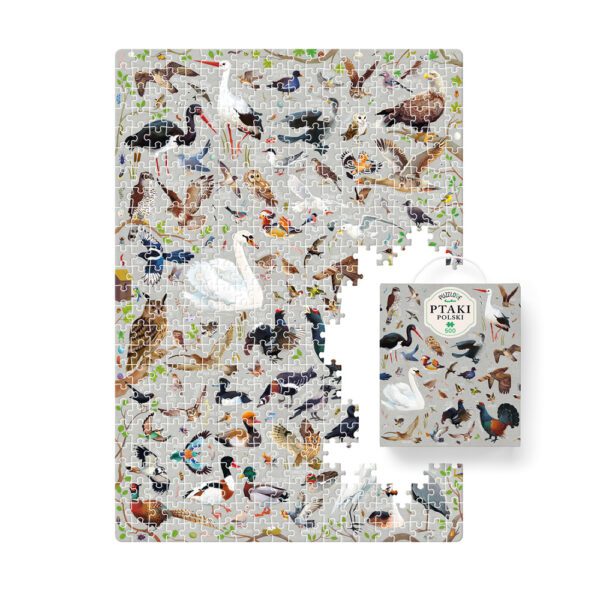 ilustracja Puzzlove Ptaki 500 elementow i box
