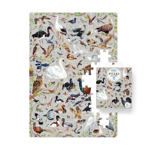 ilustracja Puzzlove Ptaki 100 elementow i box