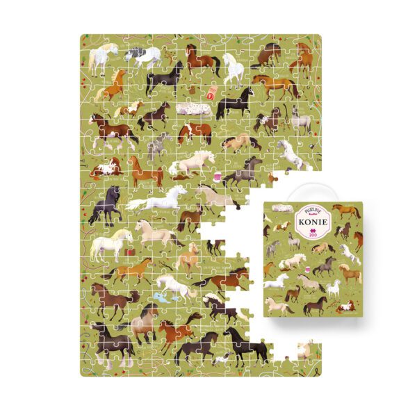ilustracja Puzzlove Konie 200 elementow i box
