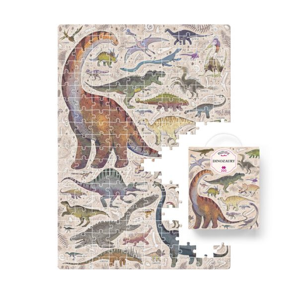 ilustracja Puzzlove Dinozaury 200 elementow i box