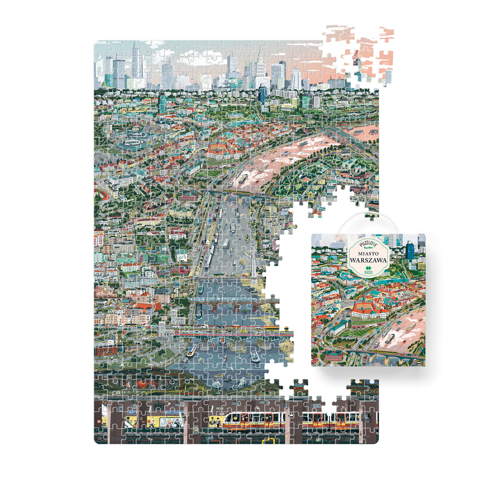 ilustracja Puzzlove Miasto Warszawa 500 elementow i box