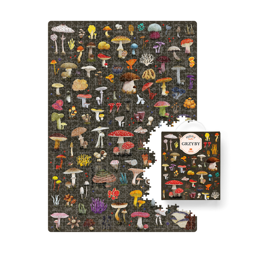 ilustracja Puzzlove Grzyby 1000 elementow i box