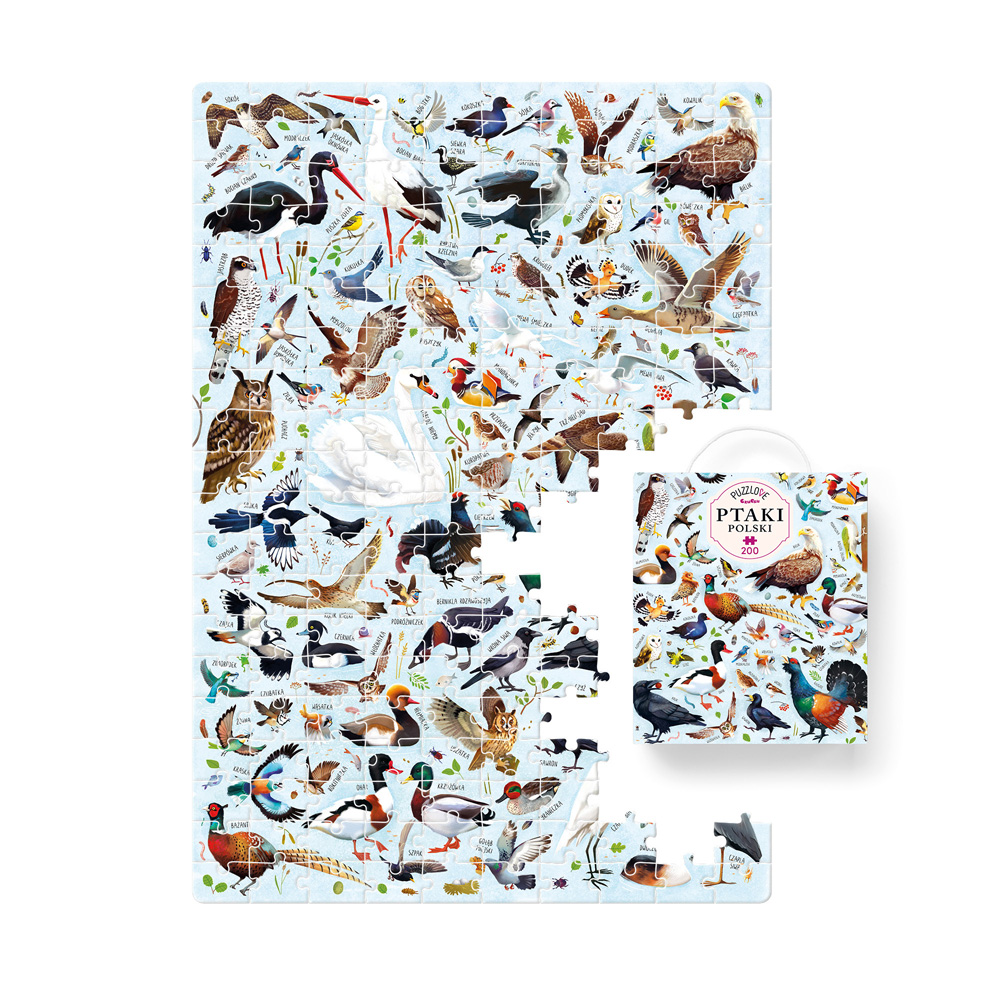 ilustracja Puzzlove Ptaki 200 elementow i box