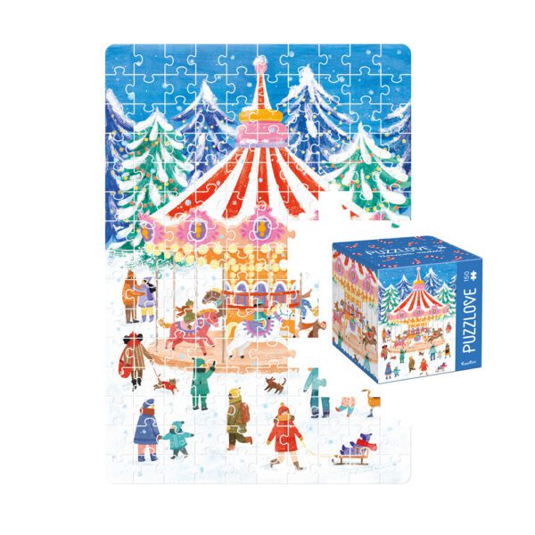 ilustracja Puzzlove Zimowa radosc 150 elementow i box