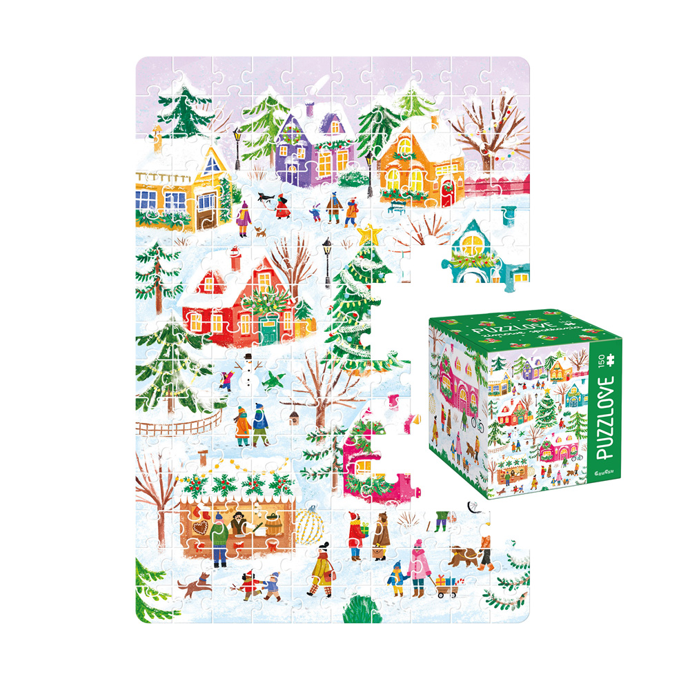 ilustracja Puzzlove Zimowe spotkania 150 elementow i box