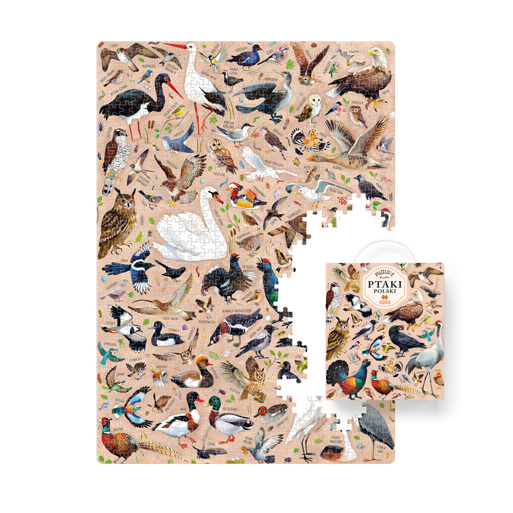 ilustracja Puzzlove Ptaki 1000 elementow i box