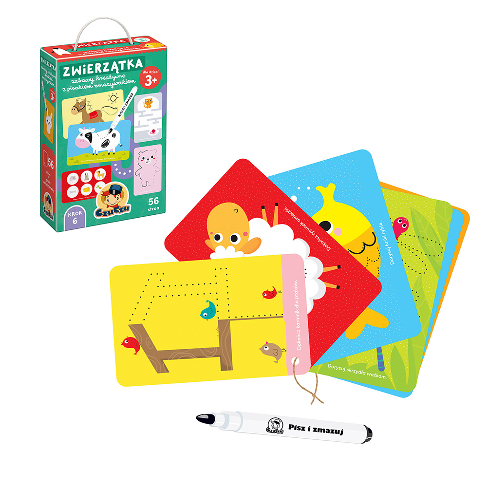 Zwierzatka karty z pisakiem suchoscieralnym dla przedszkolaka nowe wydanie