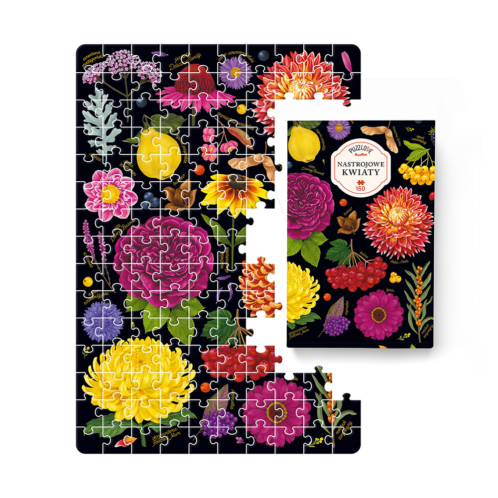 Puzzlove Nastrojowe kwiaty box i ukladanka 150 elementow